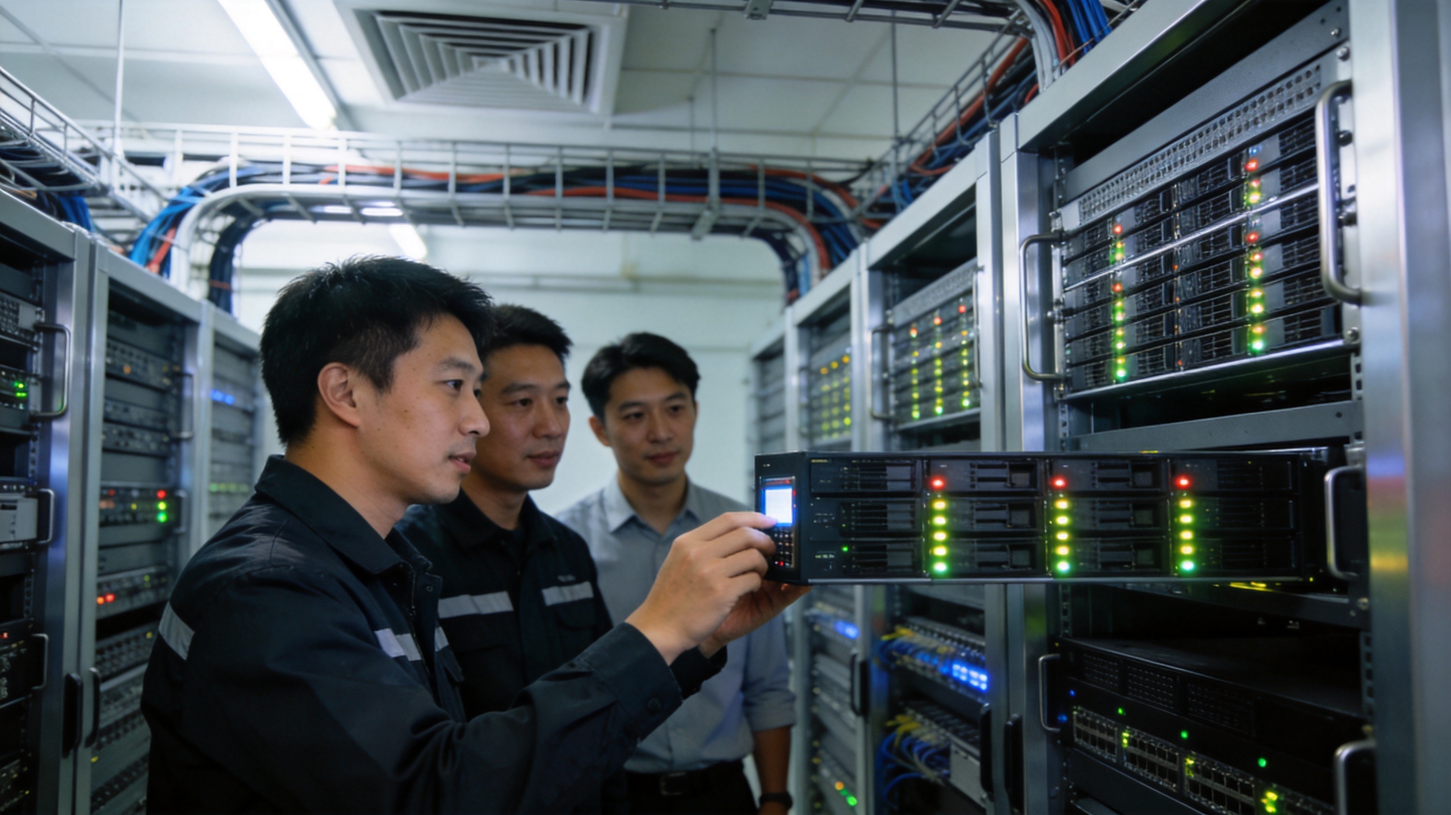 乐竟体育智能科技数据中心机房展示高性能服务器集群